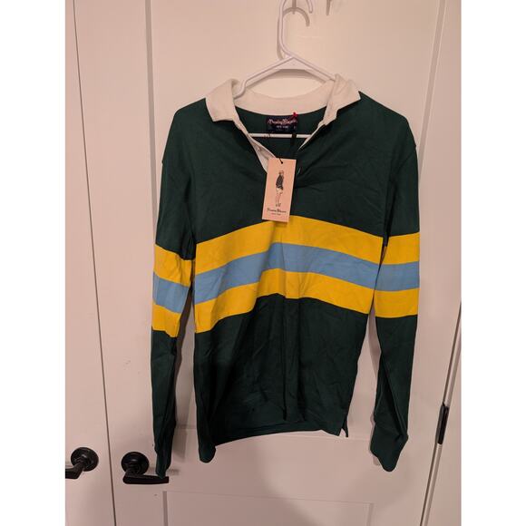 NWT Rowing Blazers Striped Rugby Shirt Green Yellow Blue S - Picture 2 of 10